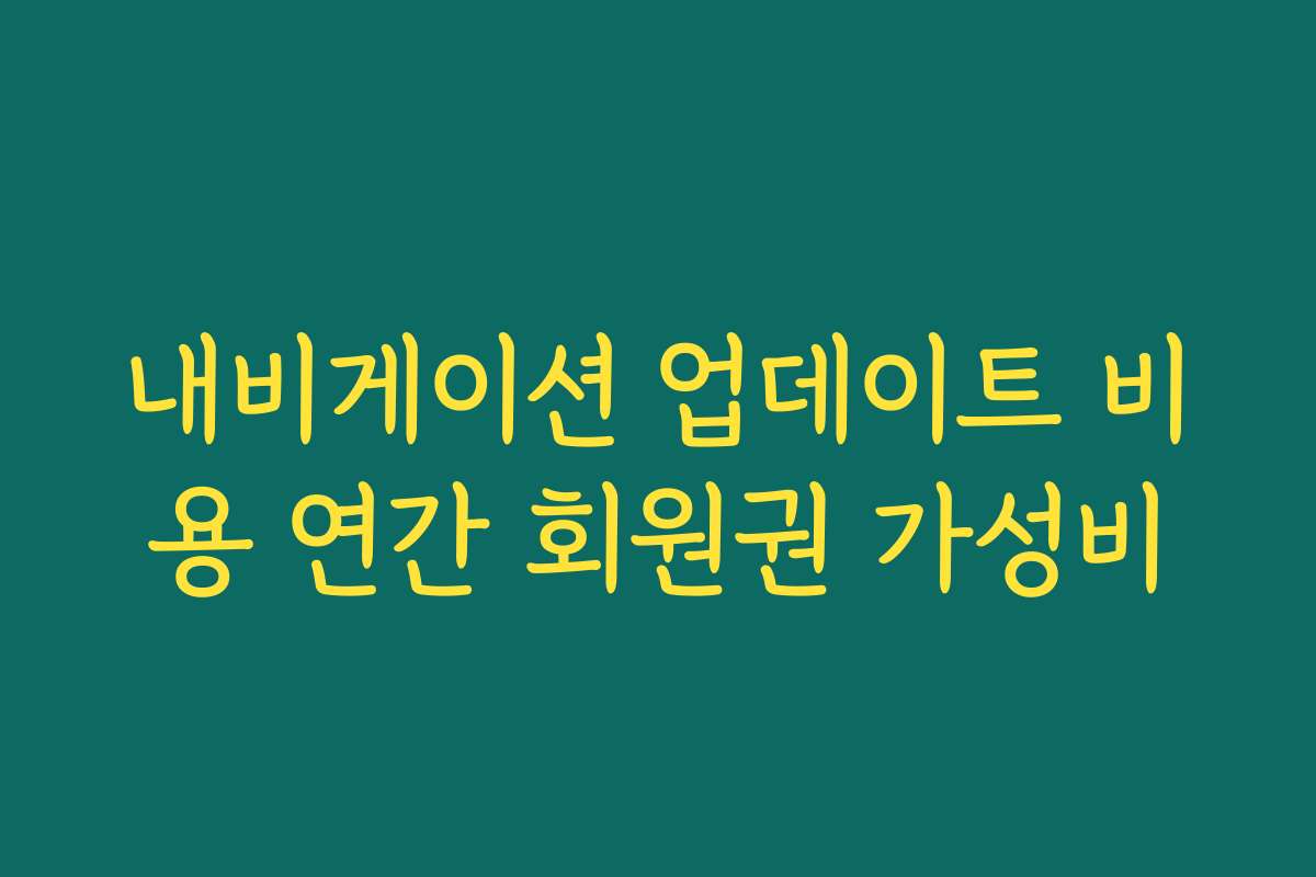 내비게이션 업데이트 비용 연간 회원권 가성비