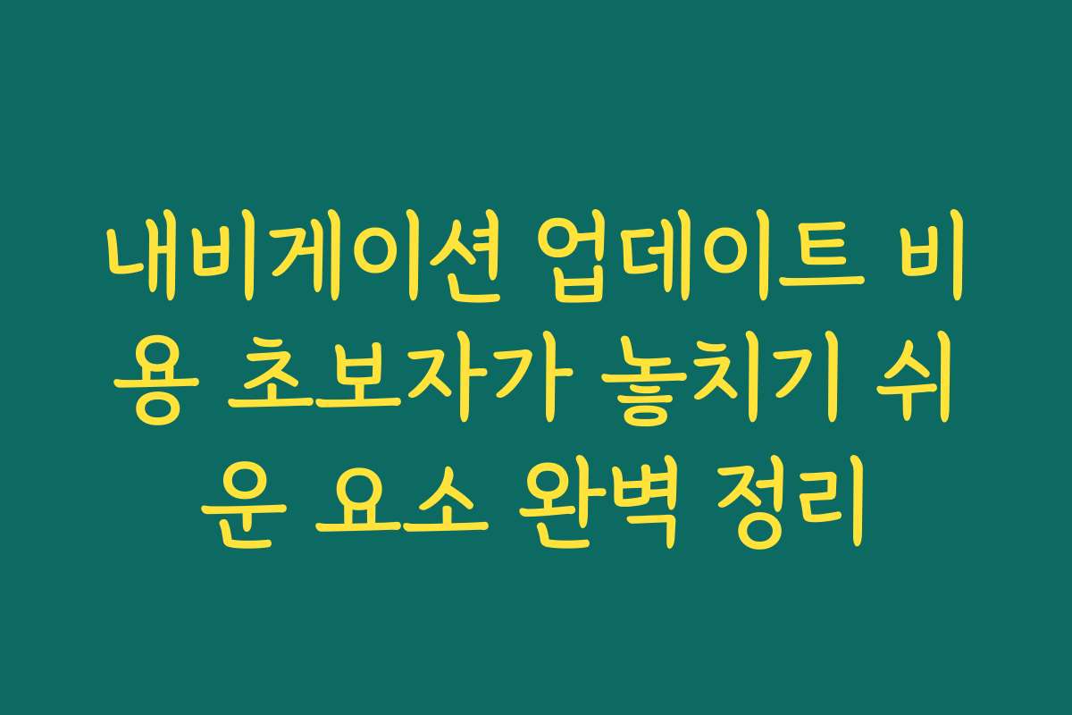 내비게이션 업데이트 비용 초보자가 놓치기 쉬운 요소 완벽 정리