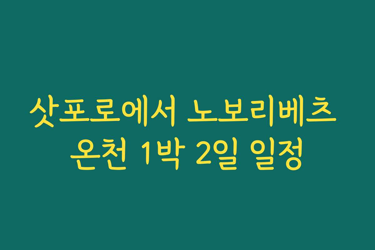 삿포로에서 노보리베츠 온천 1박 2일 일정