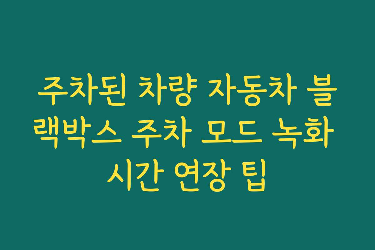 주차된 차량 자동차 블랙박스 주차 모드 녹화 시간 연장 팁