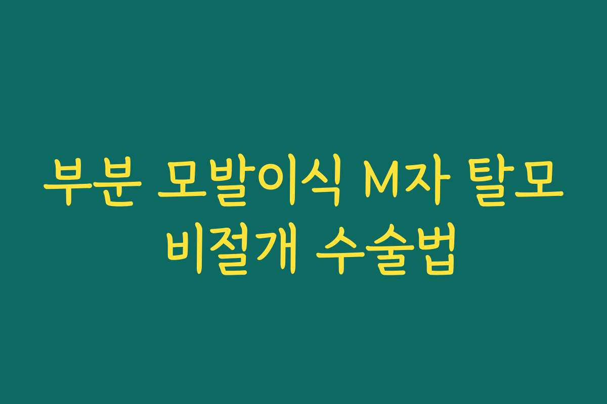 부분 모발이식 M자 탈모 비절개 수술법
