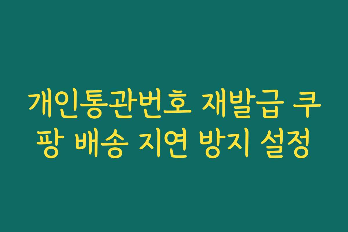 개인통관번호 재발급 쿠팡 배송 지연 방지 설정