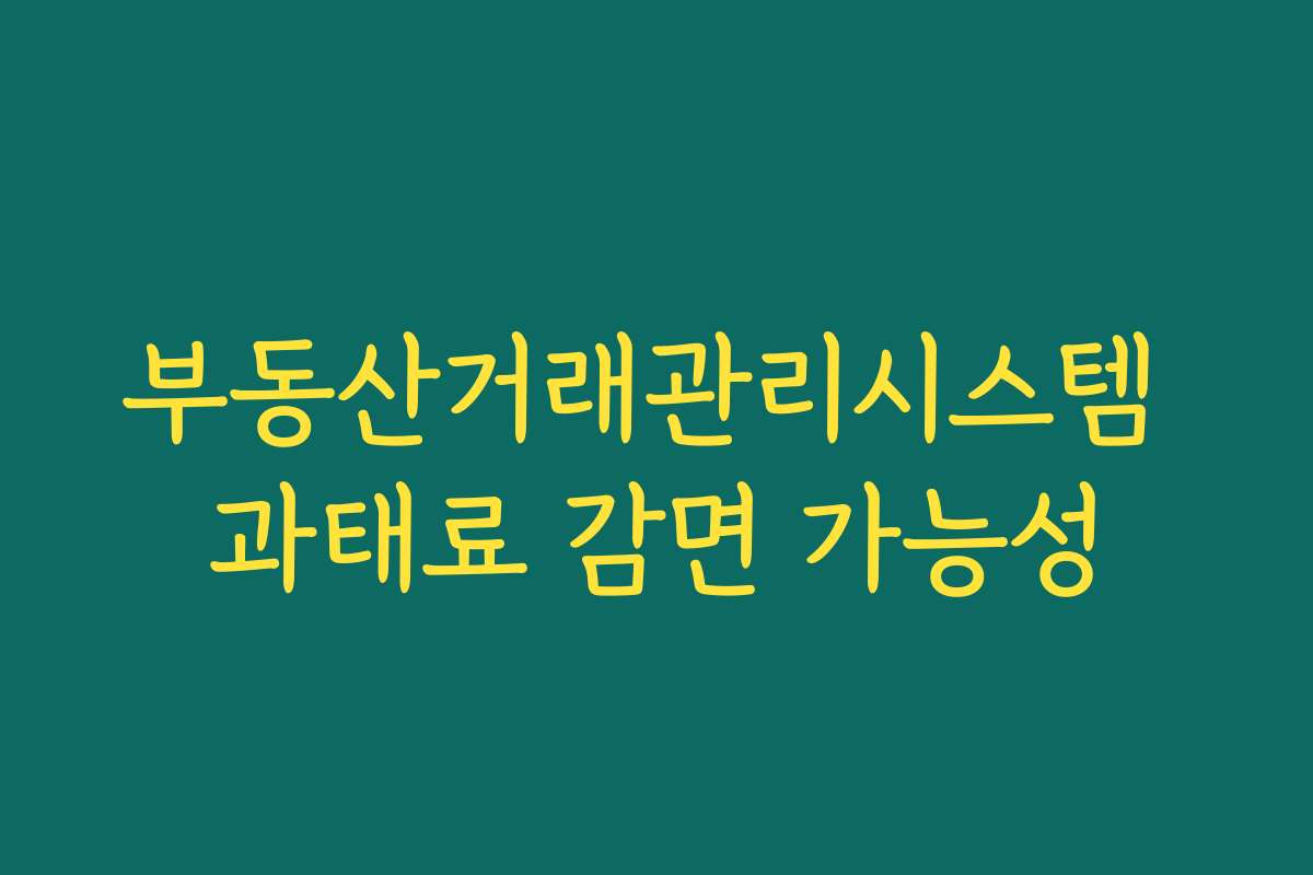 부동산거래관리시스템 과태료 감면 가능성