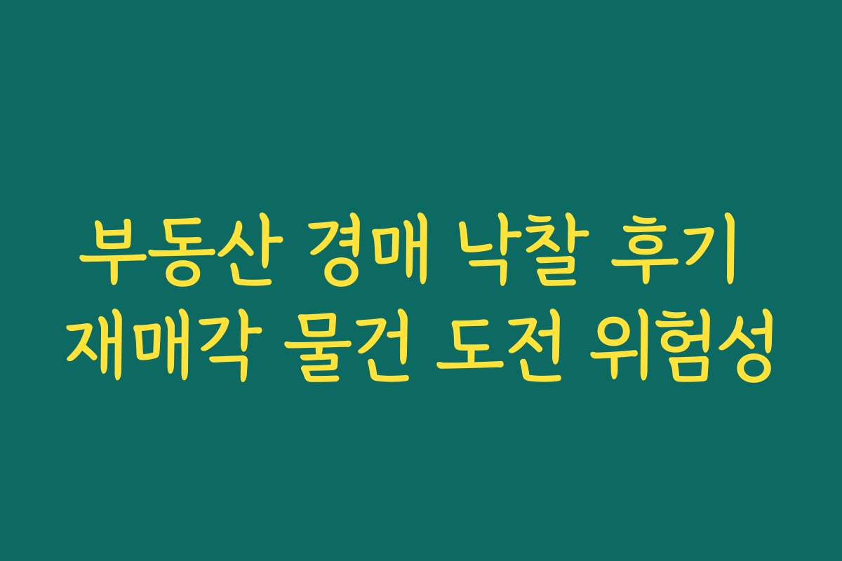 부동산 경매 낙찰 후기 재매각 물건 도전 위험성