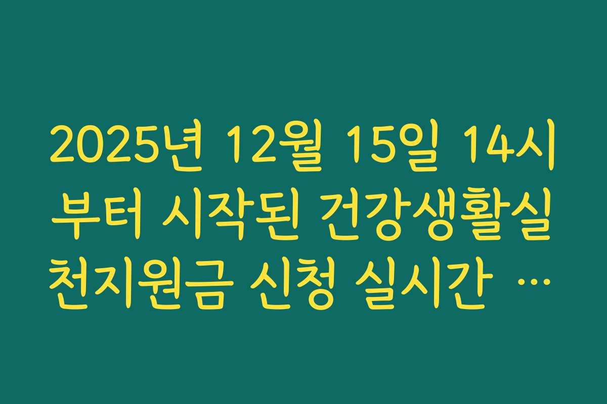2025년 12월 15일 14시부터 시작된 건강생활실천지원금 신청 실시간 후기