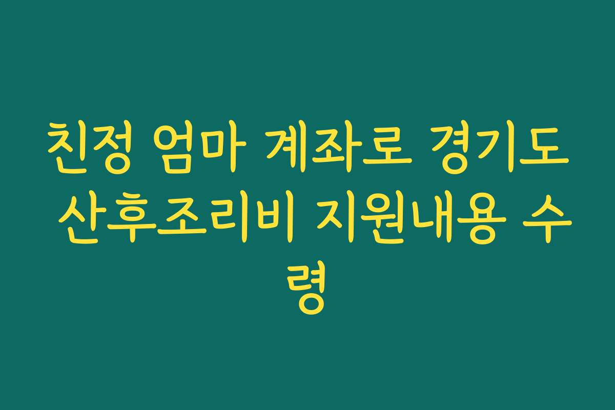 친정 엄마 계좌로 경기도 산후조리비 지원내용 수령