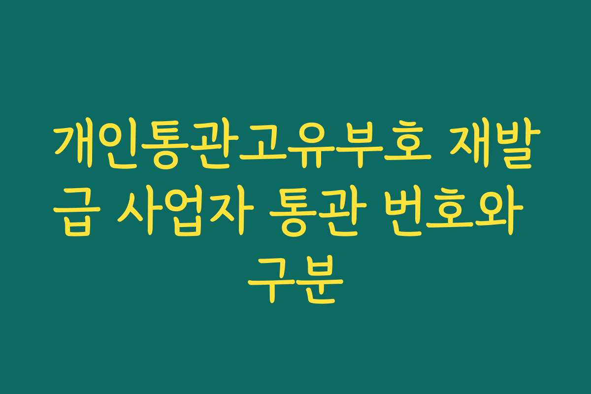 개인통관고유부호 재발급 사업자 통관 번호와 구분