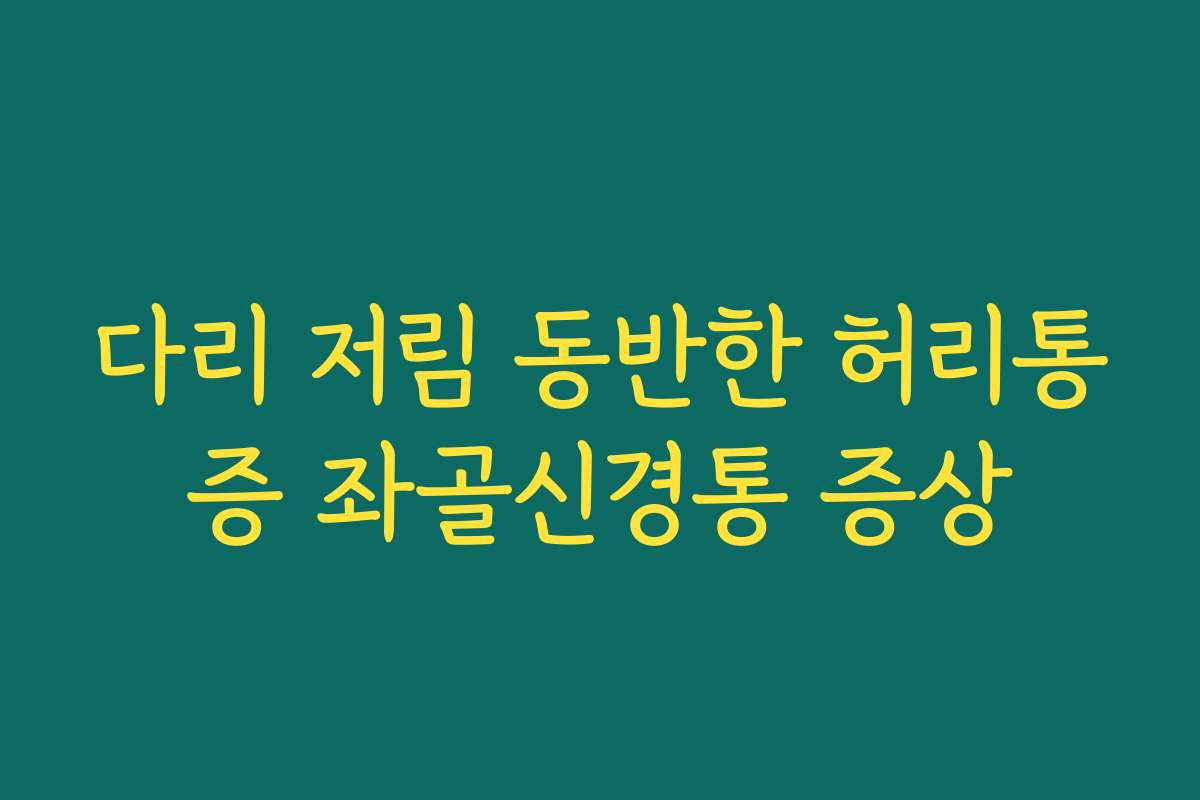 다리 저림 동반한 허리통증 좌골신경통 증상