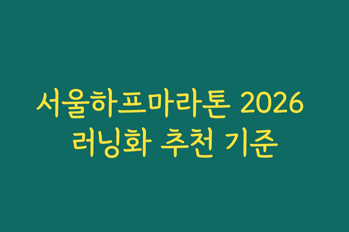 서울하프마라톤 2026 러닝화 추천 기준