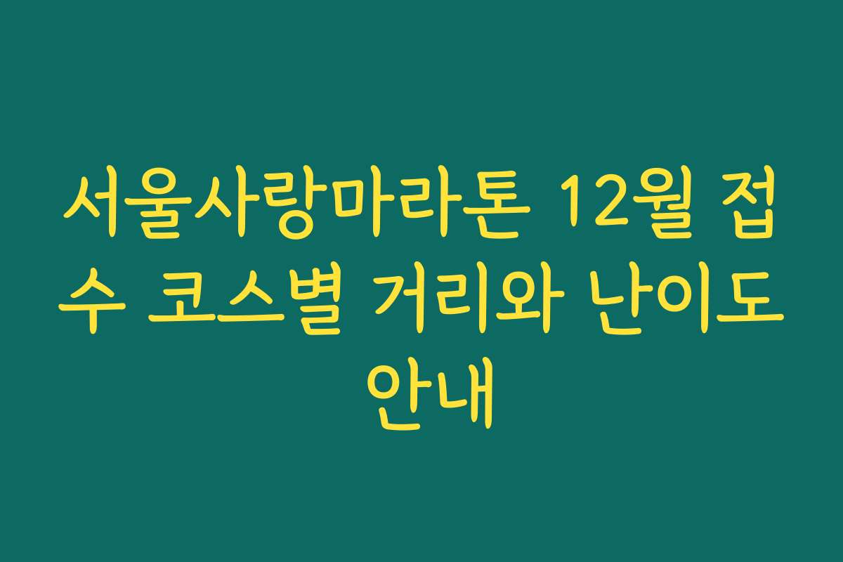 서울사랑마라톤 12월 접수 코스별 거리와 난이도 안내