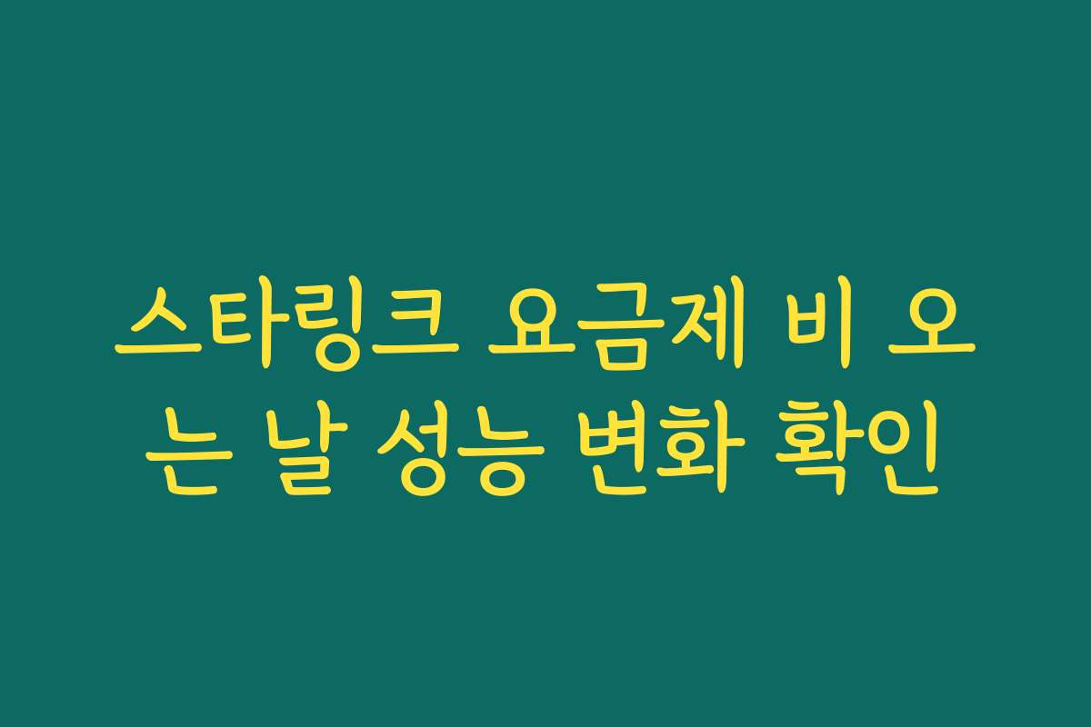 스타링크 요금제 비 오는 날 성능 변화 확인
