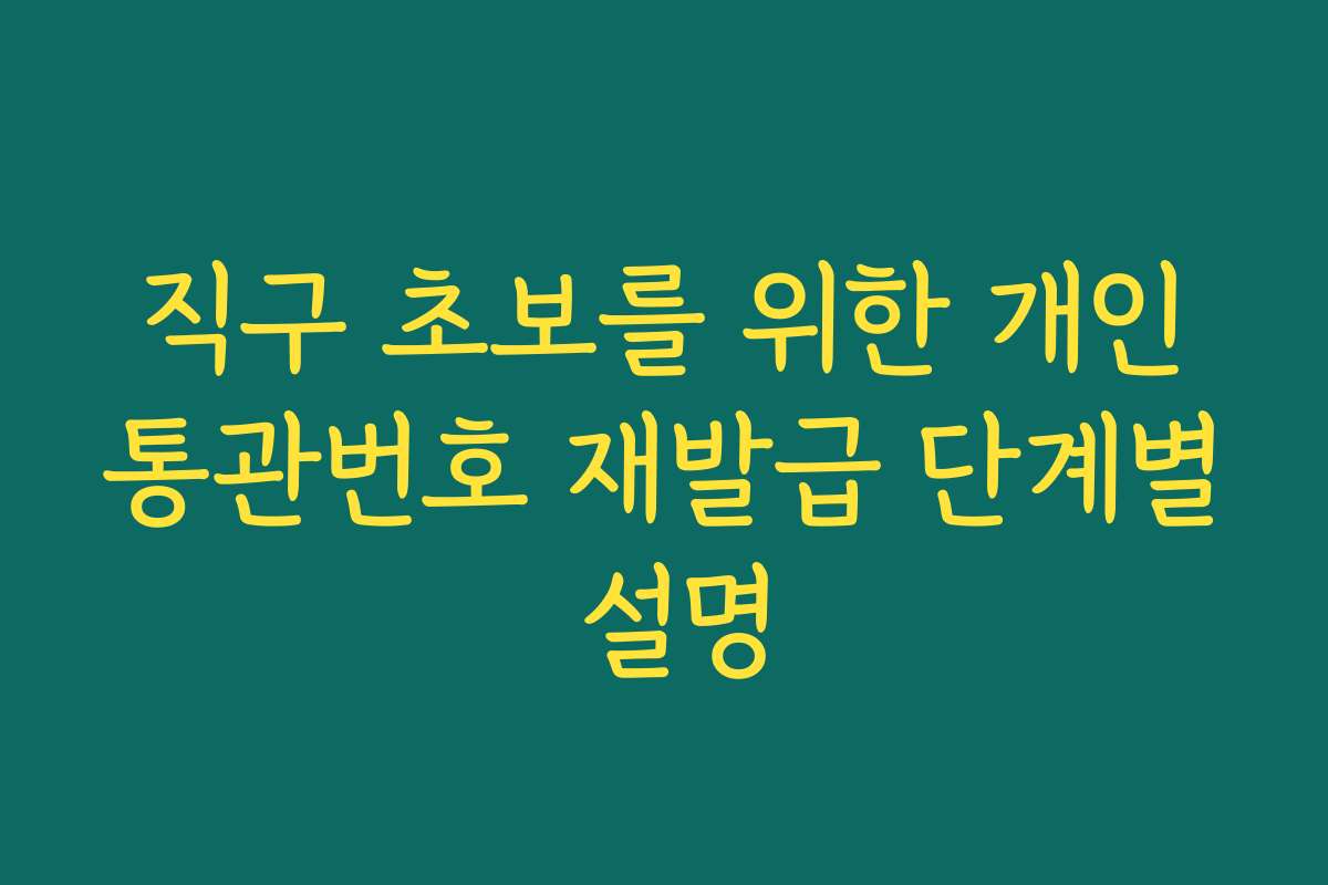 직구 초보를 위한 개인통관번호 재발급 단계별 설명