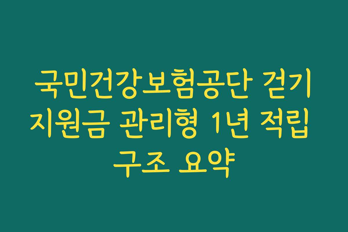 국민건강보험공단 걷기지원금 관리형 1년 적립 구조 요약