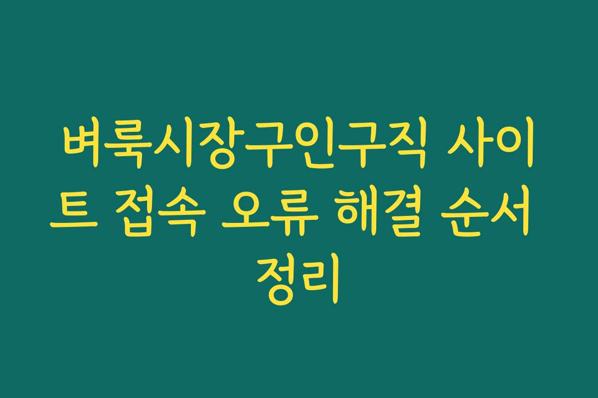 벼룩시장구인구직 사이트 접속 오류 해결 순서 정리