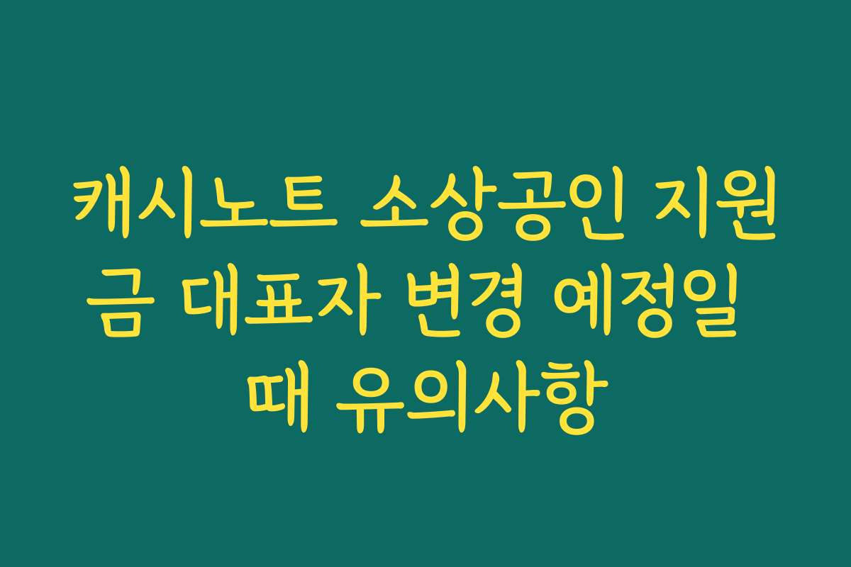 캐시노트 소상공인 지원금 대표자 변경 예정일 때 유의사항