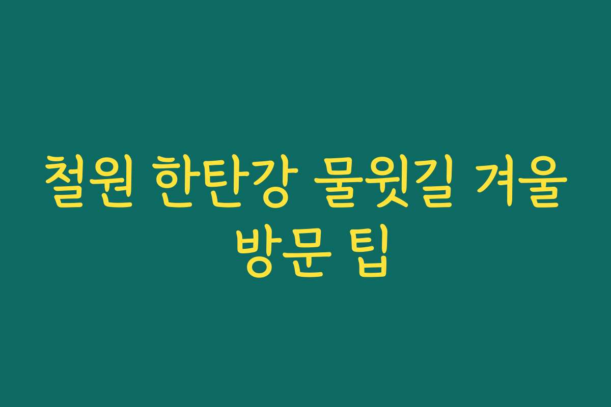 철원 한탄강 물윗길 겨울 방문 팁