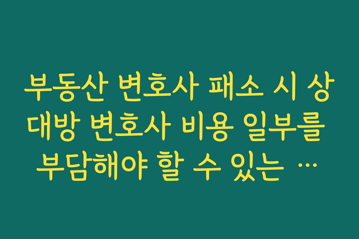 부동산 변호사 패소 시 상대방 변호사 비용 일부를 부담해야 할 수 있는 소송비용 구조 이해하기