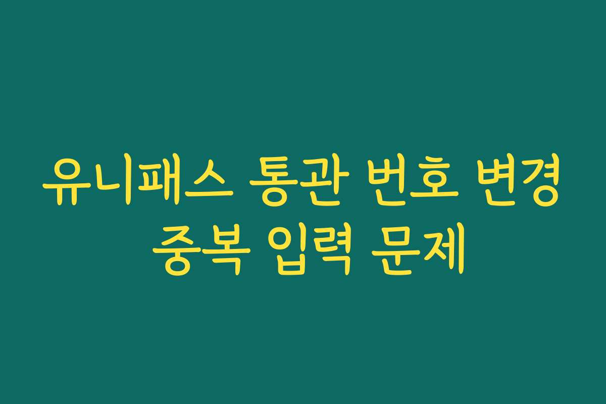 유니패스 통관 번호 변경 중복 입력 문제