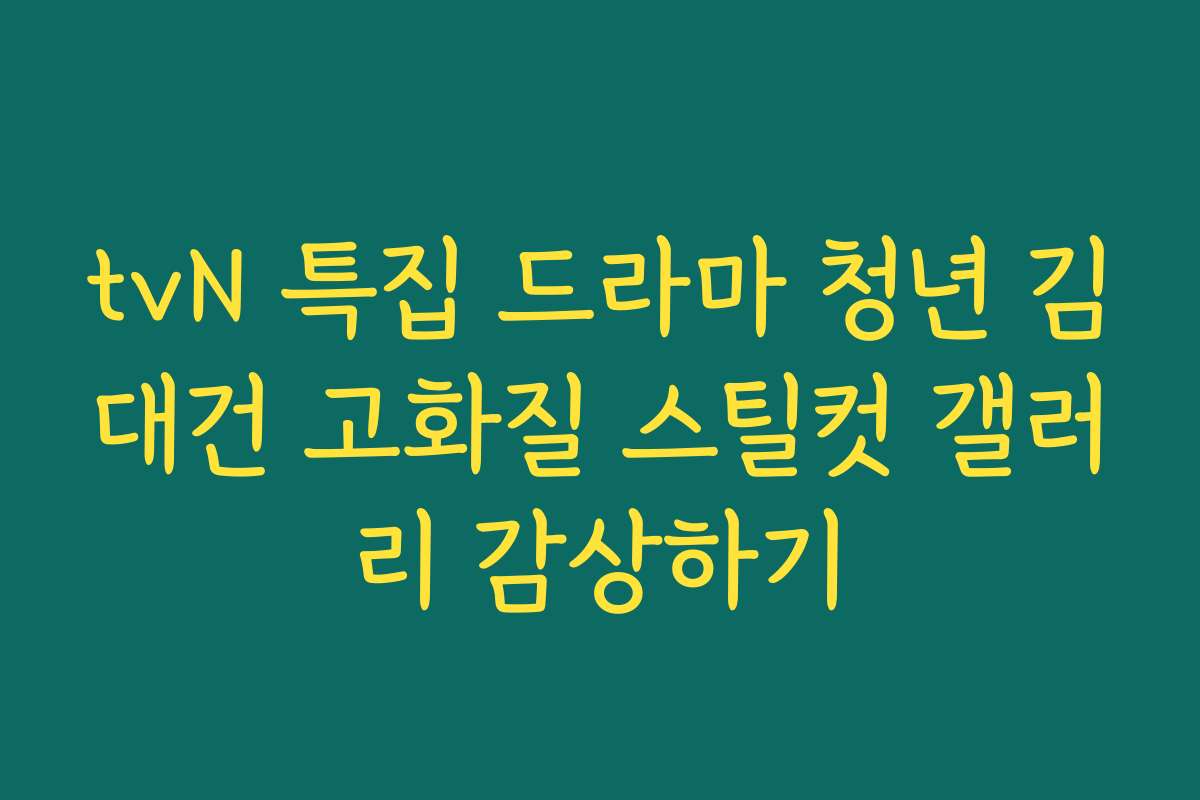 tvN 특집 드라마 청년 김대건 고화질 스틸컷 갤러리 감상하기