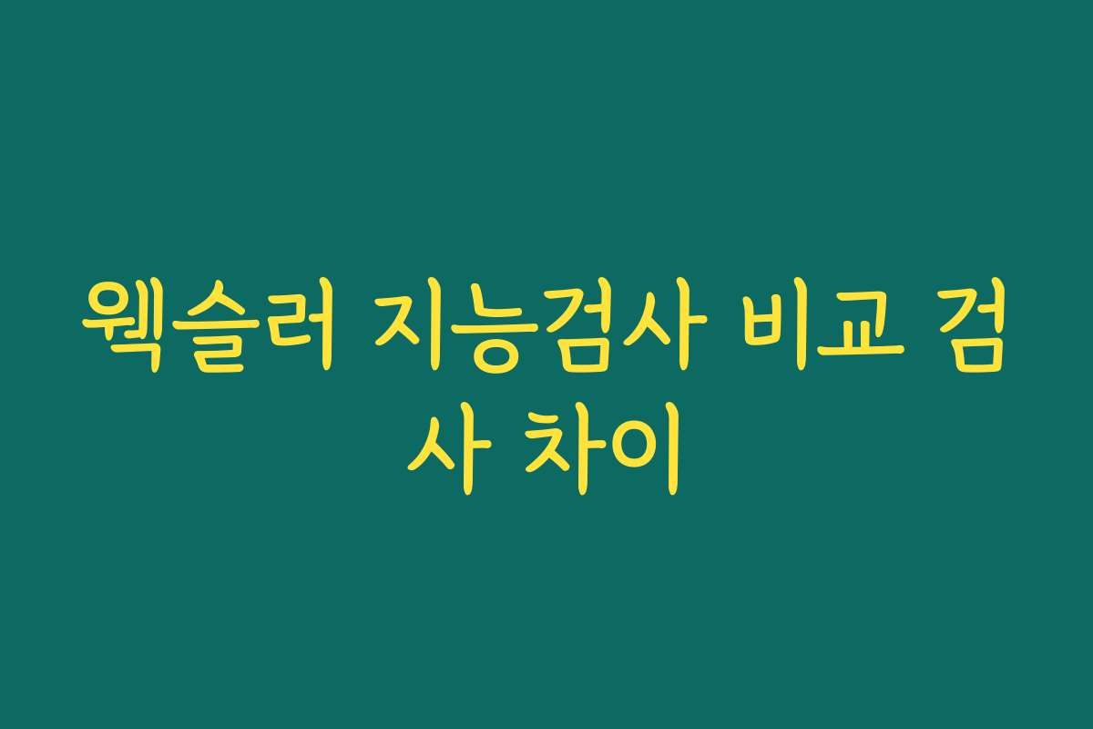 웩슬러 지능검사 비교 검사 차이