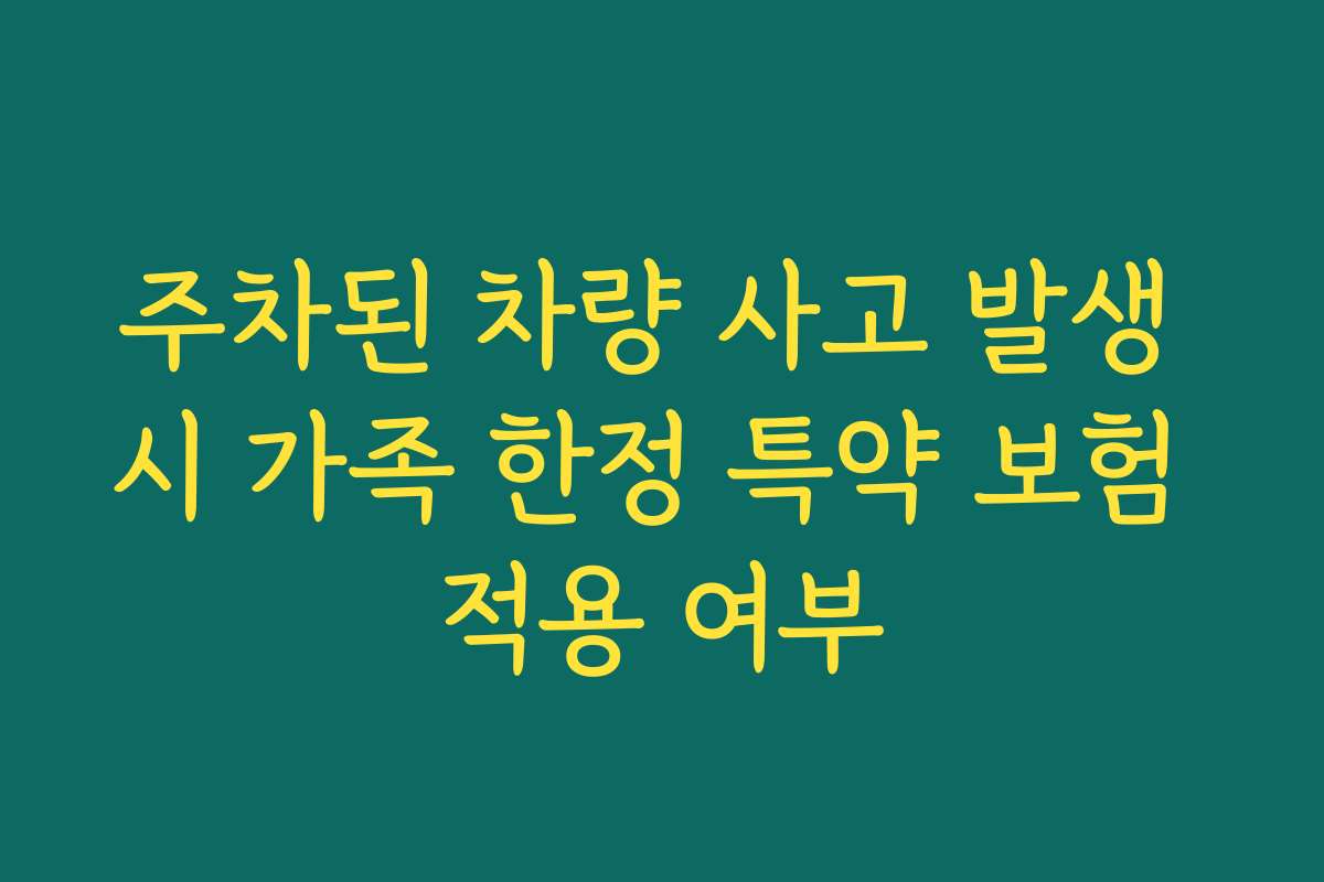 주차된 차량 사고 발생 시 가족 한정 특약 보험 적용 여부
