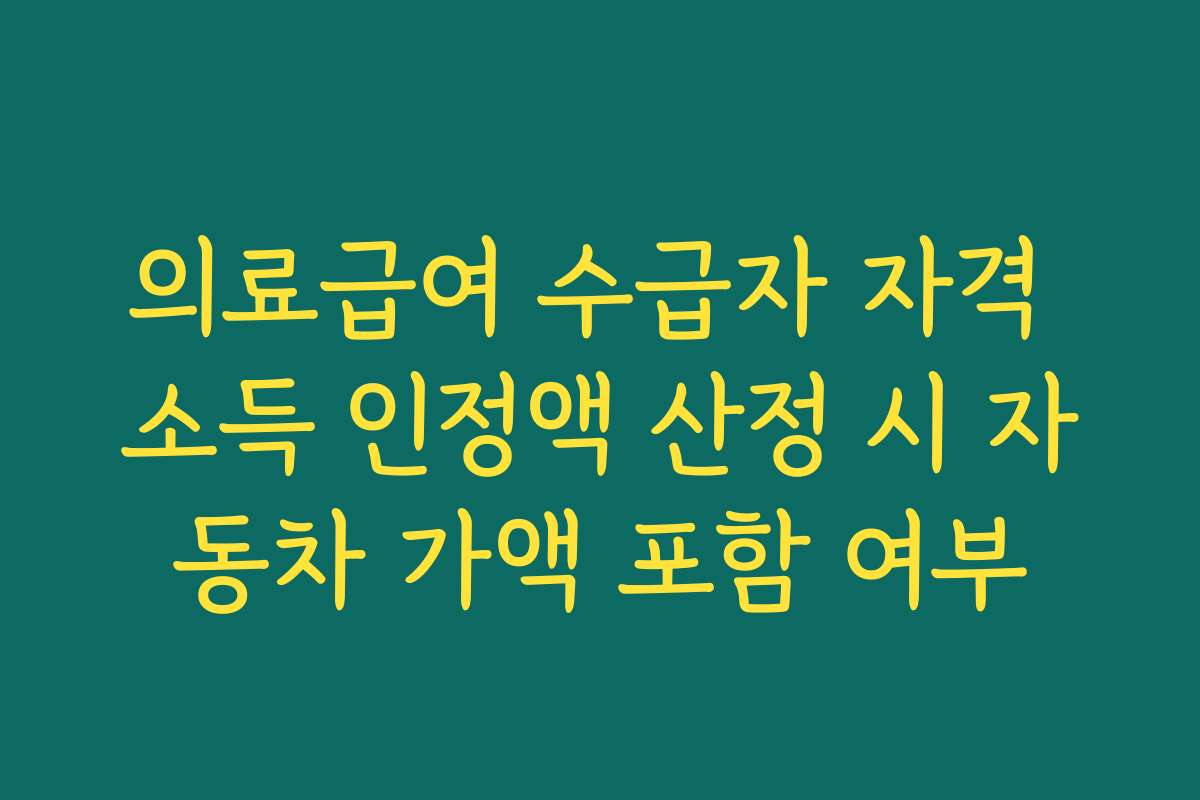 의료급여 수급자 자격 소득 인정액 산정 시 자동차 가액 포함 여부