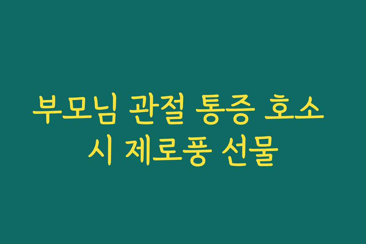 부모님 관절 통증 호소 시 제로풍 선물