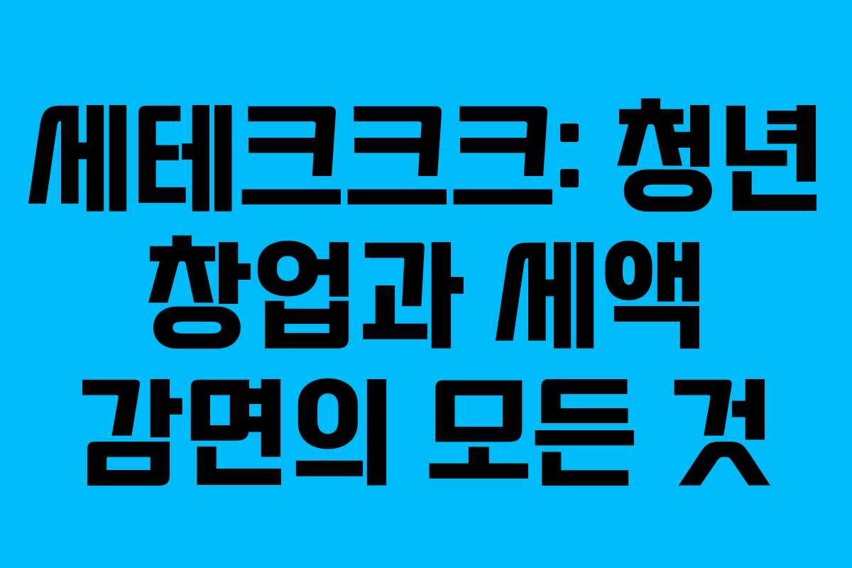 세테크크크: 청년 창업과 세액 감면의 모든 것