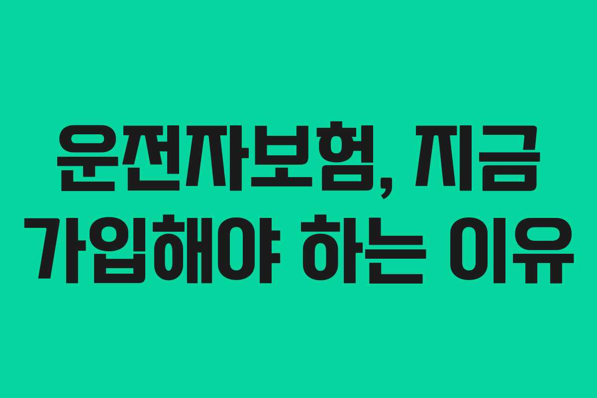 운전자보험, 지금 가입해야 하는 이유