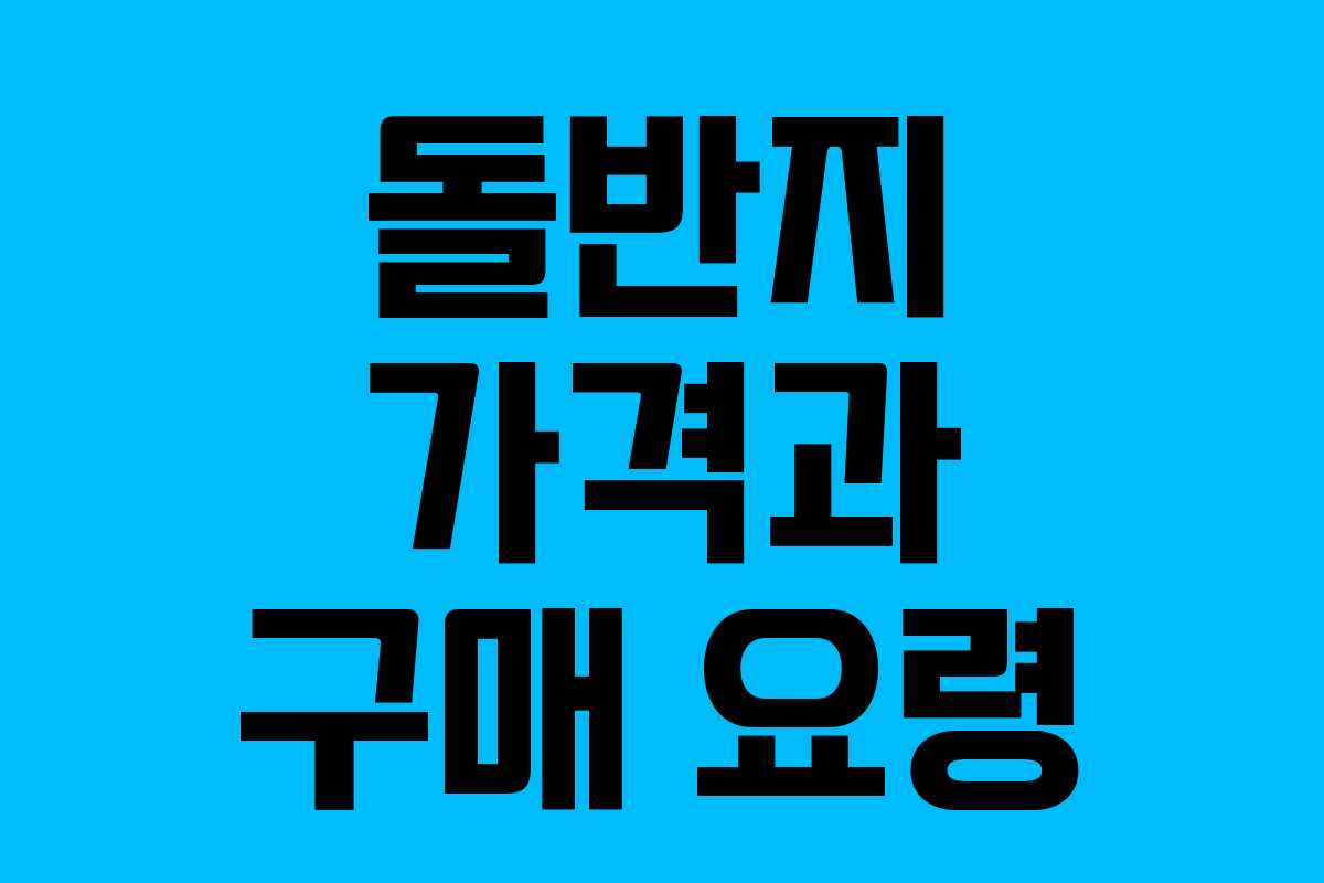 돌반지 가격과 구매 요령