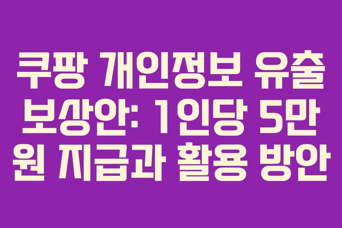 쿠팡 개인정보 유출 보상안: 1인당 5만 원 지급과 활용 방안