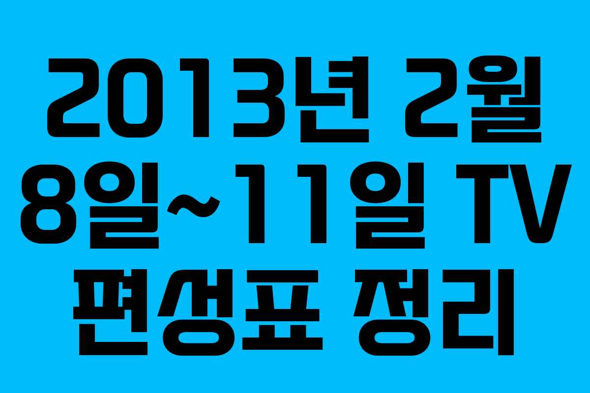 2013년 2월 8일~11일 TV 편성표 정리