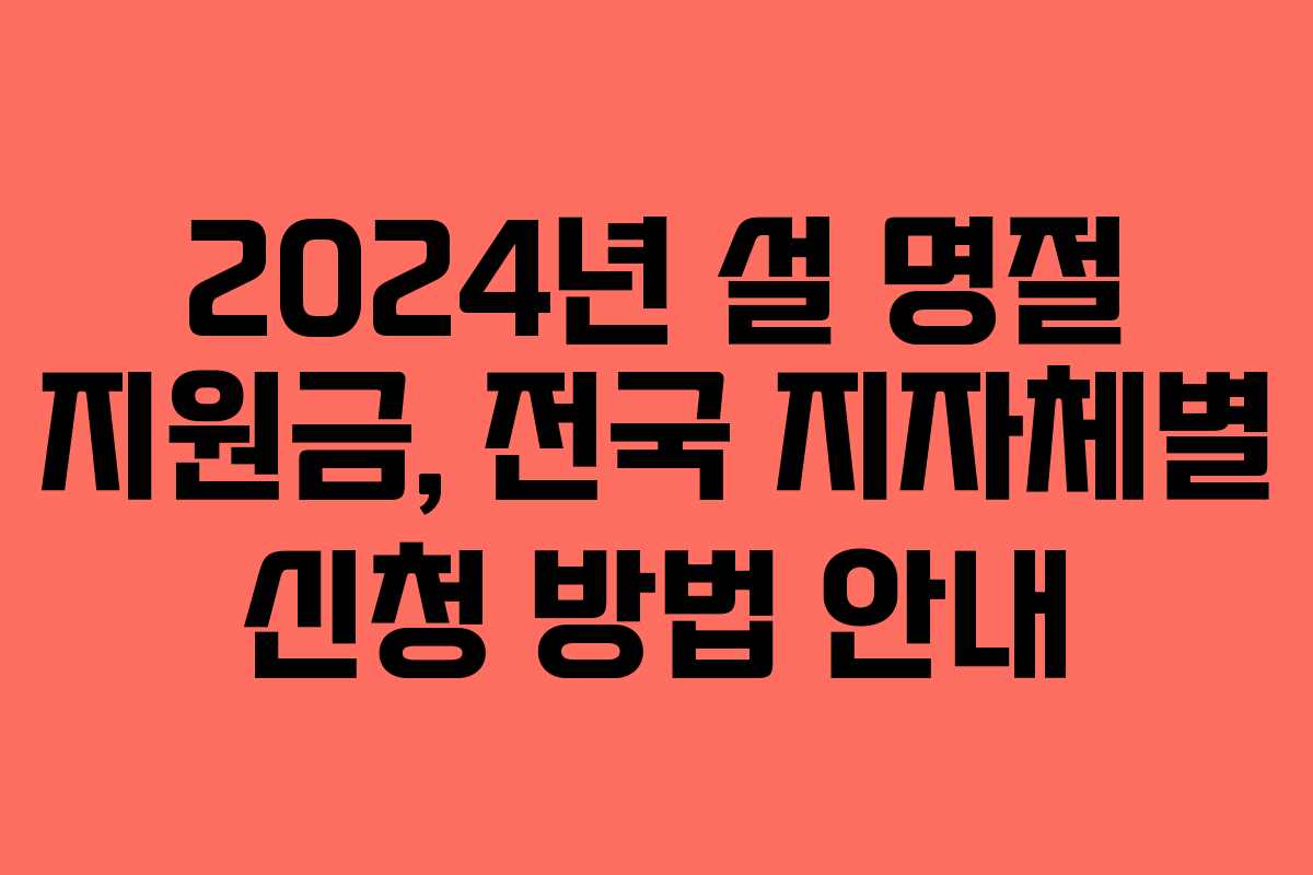 2024년 설 명절 지원금, 전국 지자체별 신청 방법 안내