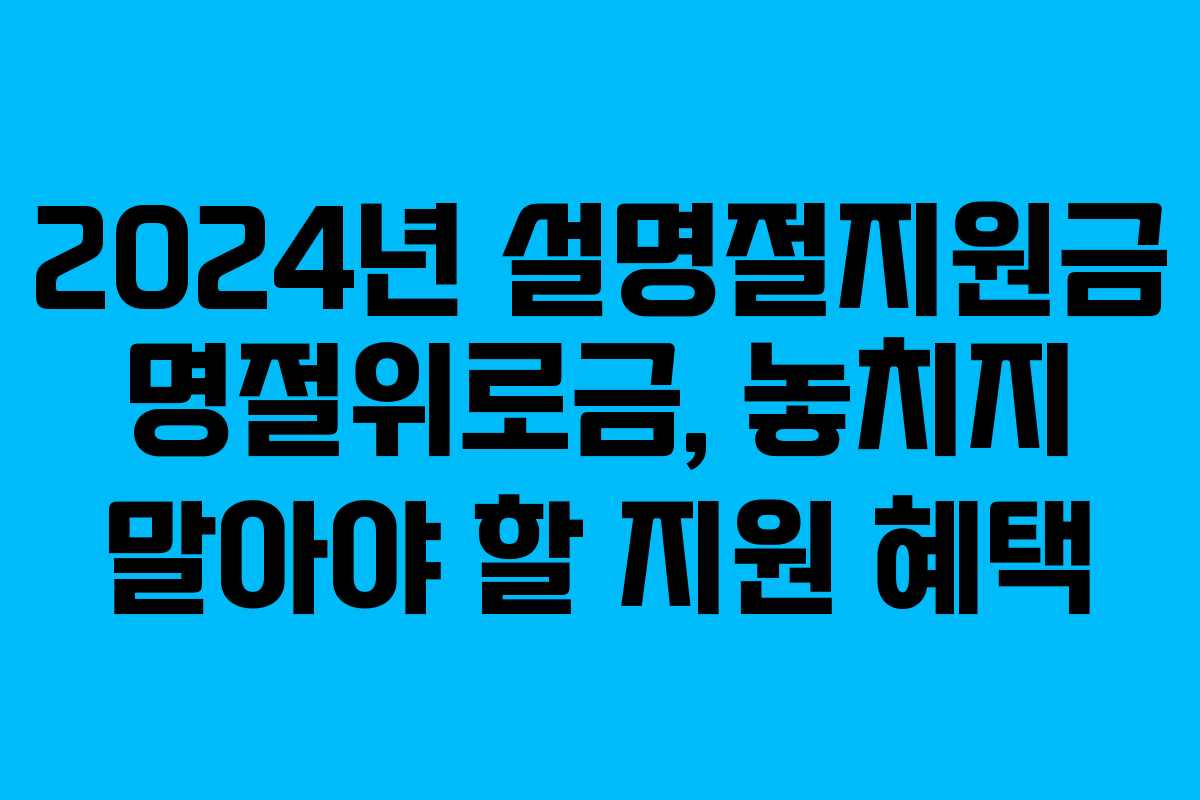 2024년 설명절지원금 명절위로금, 놓치지 말아야 할 지원 혜택