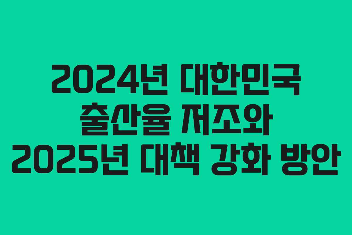 2024년 대한민국 출산율 저조와 2025년 대책 강화 방안