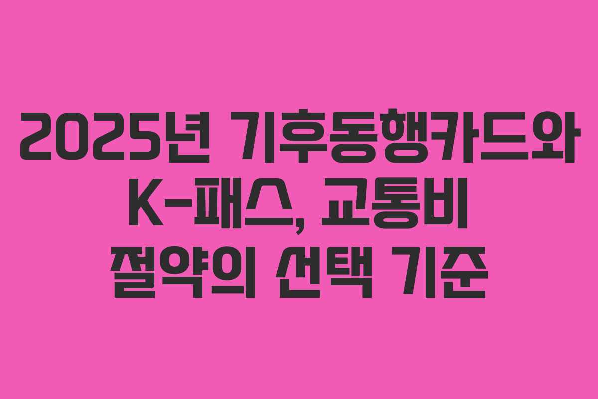 2025년 기후동행카드와 K-패스, 교통비 절약의 선택 기준