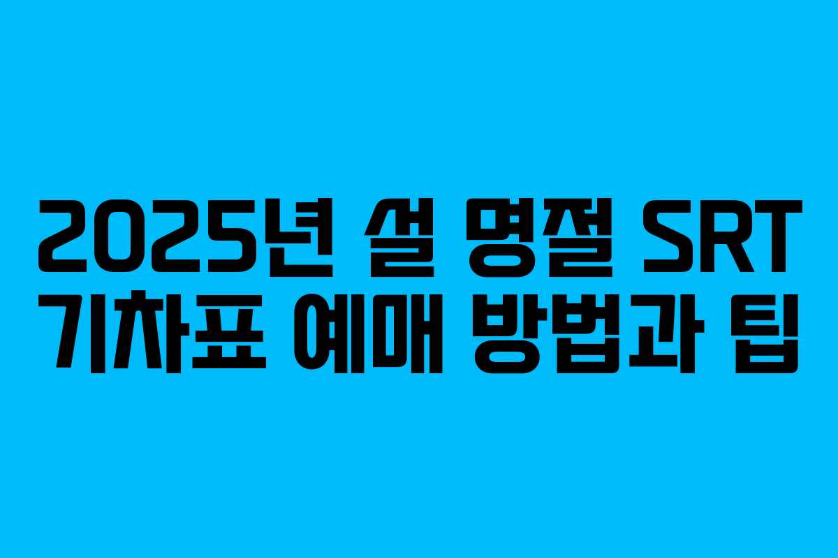 2025년 설 명절 SRT 기차표 예매 방법과 팁