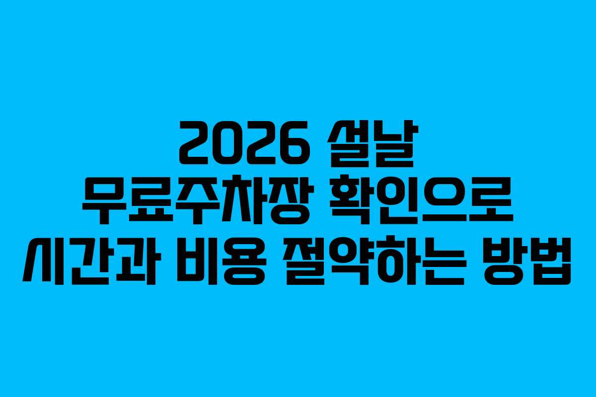 2026 설날 무료주차장 확인으로 시간과 비용 절약하는 방법