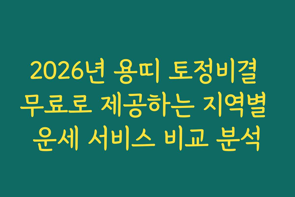 2026년 용띠 토정비결 무료로 제공하는 지역별 운세 서비스 비교 분석