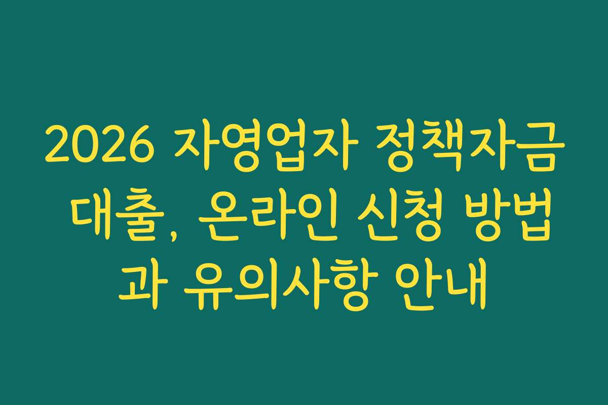 2026 자영업자 정책자금 대출, 온라인 신청 방법과 유의사항 안내