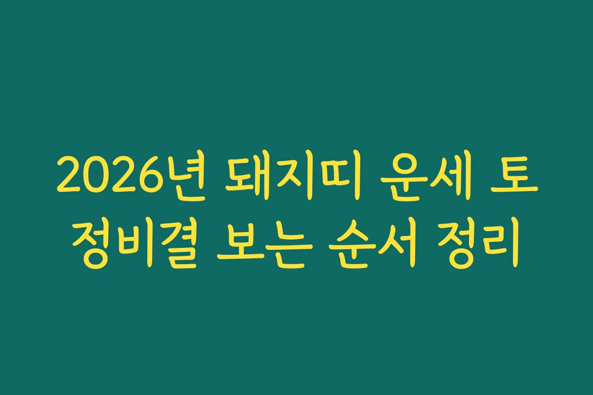 2026년 돼지띠 운세 토정비결 보는 순서 정리