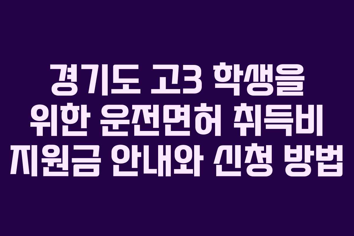 경기도 고3 학생을 위한 운전면허 취득비 지원금 안내와 신청 방법