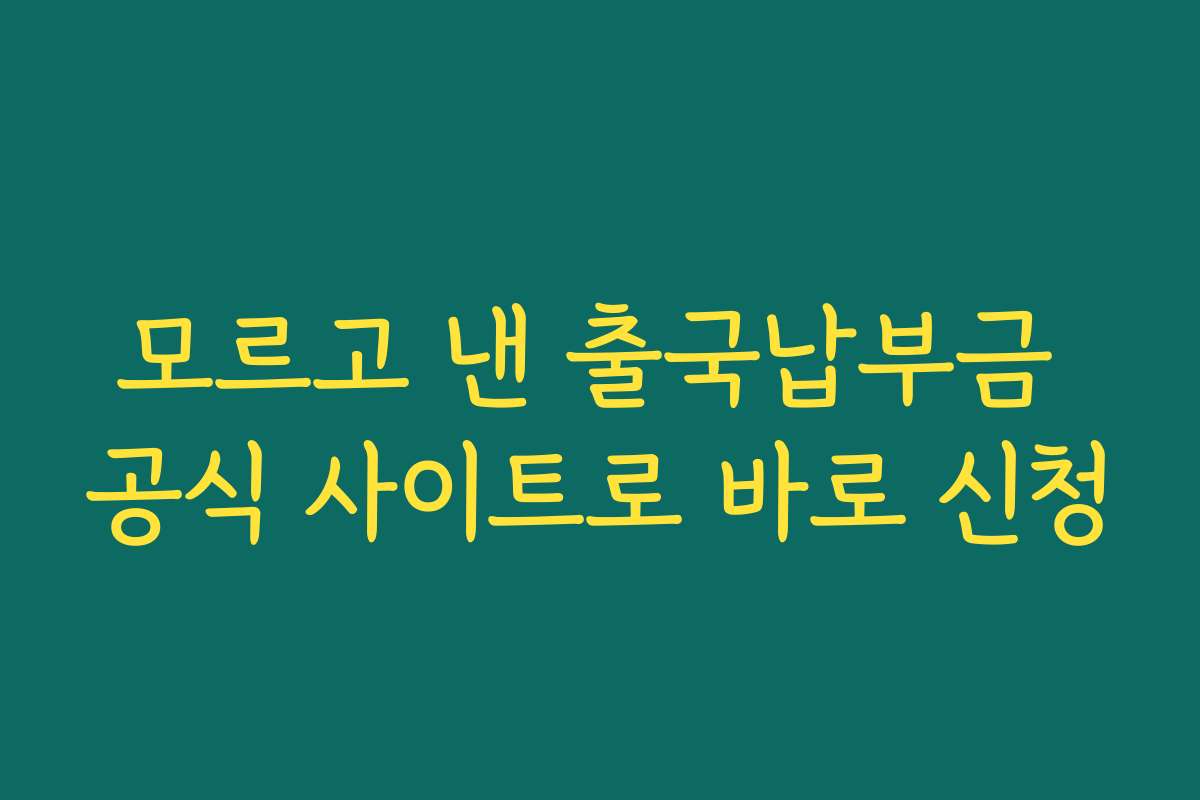 모르고 낸 출국납부금 공식 사이트로 바로 신청
