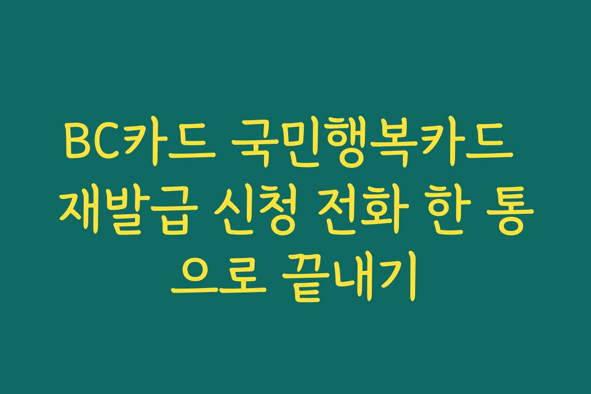 BC카드 국민행복카드 재발급 신청 전화 한 통으로 끝내기