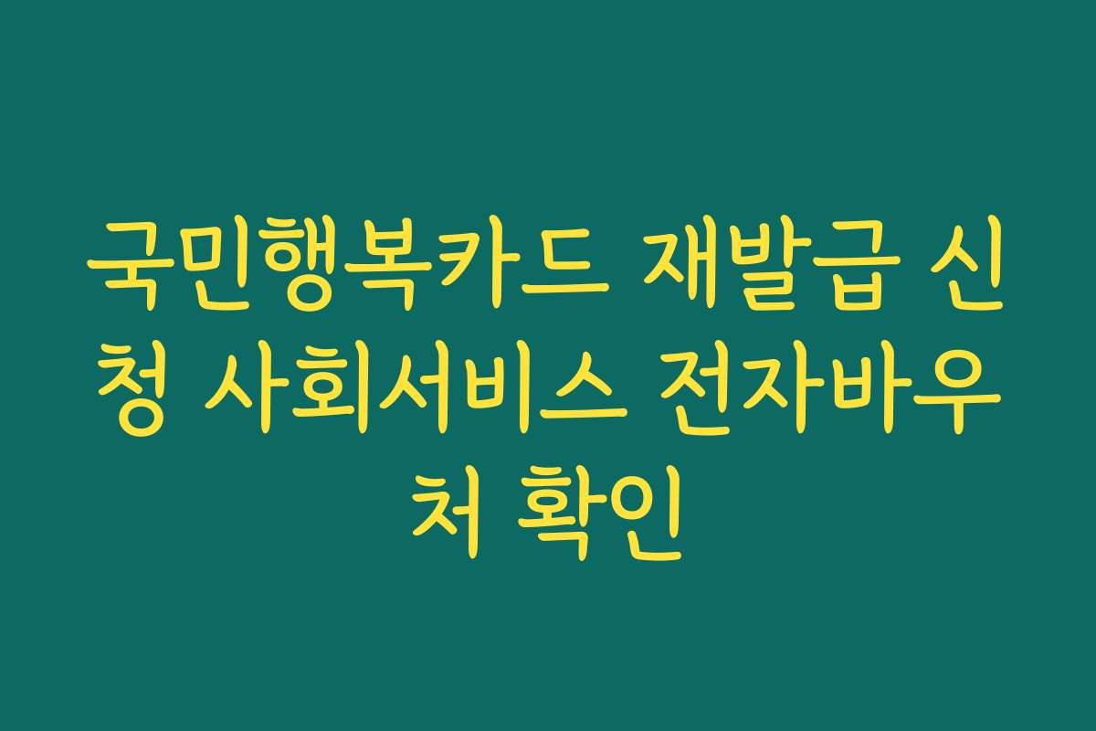 국민행복카드 재발급 신청 사회서비스 전자바우처 확인