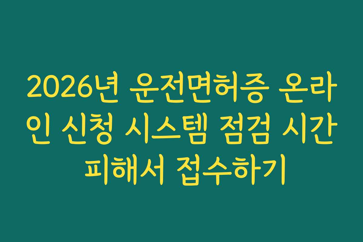 2026년 운전면허증 온라인 신청 시스템 점검 시간 피해서 접수하기