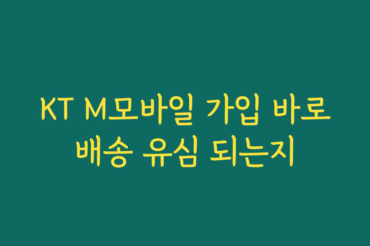 KT M모바일 가입 바로배송 유심 되는지