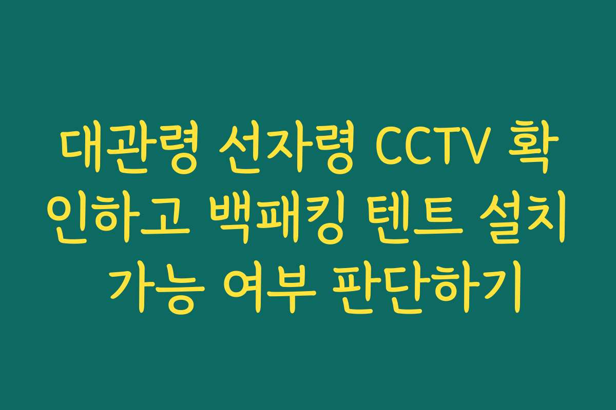 대관령 선자령 CCTV 확인하고 백패킹 텐트 설치 가능 여부 판단하기