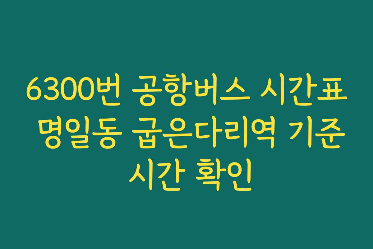 6300번 공항버스 시간표 명일동 굽은다리역 기준 시간 확인
