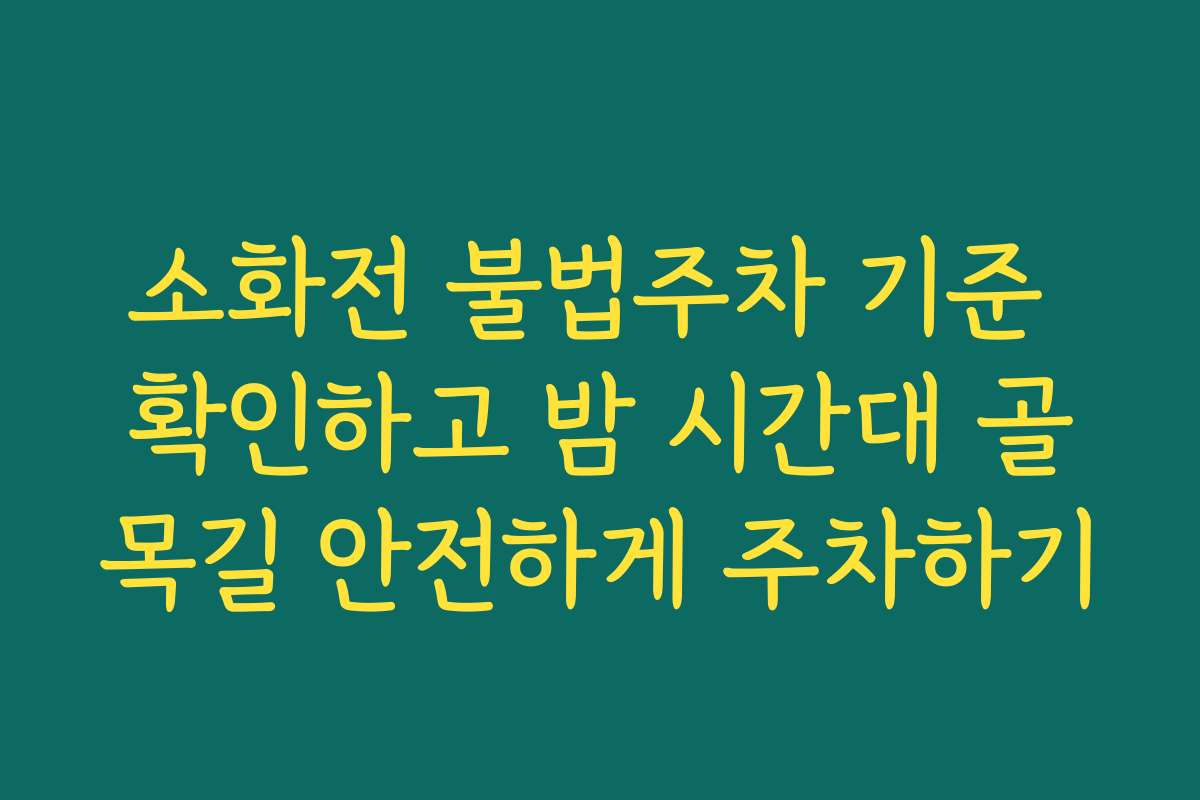 소화전 불법주차 기준 확인하고 밤 시간대 골목길 안전하게 주차하기